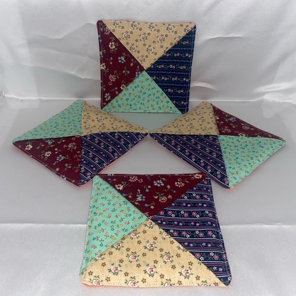 Homemade Floral Fabric Coasters - Picture 4 of 4